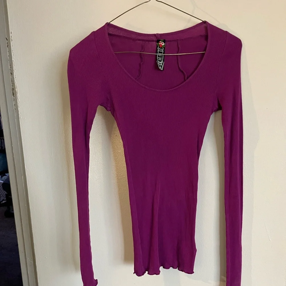 Free People Rich Purple Knit Top - Picture 2 of 3